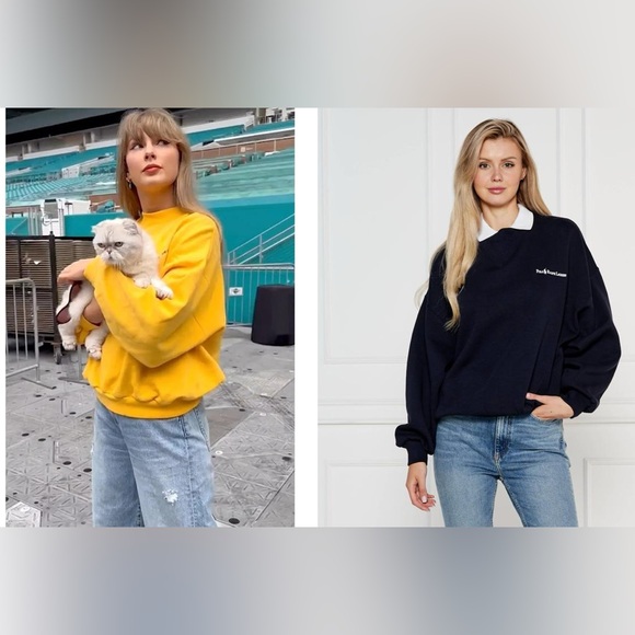 Polo Ralph Lauren Fleece LogoSweatshirt in Navy similar to Taylor Swift’s gold